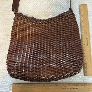 Vintage Talbots Leather Woven Handbag